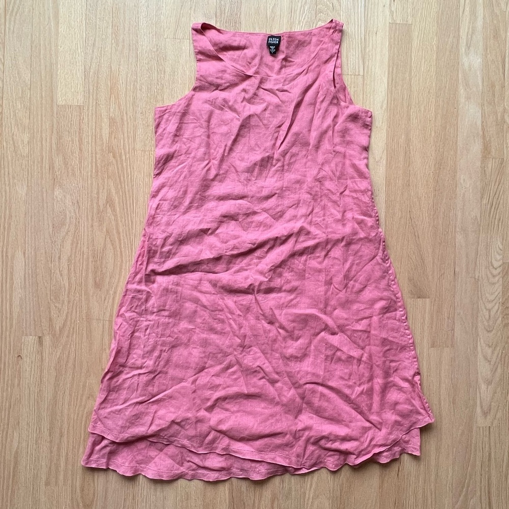 Eileen Fisher Pink Linen Midi Dress - Size L